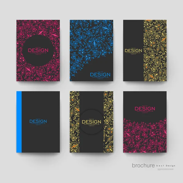 Modèle de brochure vectoriel ornement floral. Mise en page du dépliant — Image vectorielle