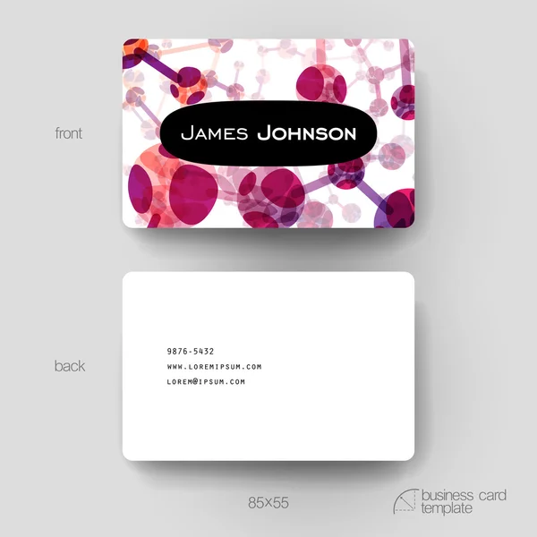 Business card vector template with DNA molecule background — Stock Vector