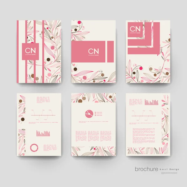 Floral modelo de brochura vetorial abstrato. Layout do folheto —  Vetores de Stock