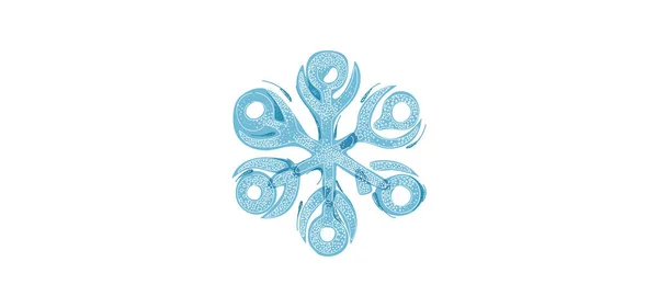 Flocon Neige Bleu Ombragé Avec Des Éléments Transparents Isolés Sur — Image vectorielle