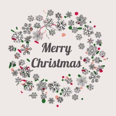 Noel çelengi kış kar tanelerinin elementlerinden Yeni yıl için kutlama kartları için şenlik tasarımı