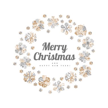 Noel çelengi kış kar tanelerinin elementlerinden Yeni yıl için kutlama kartları için şenlik tasarımı