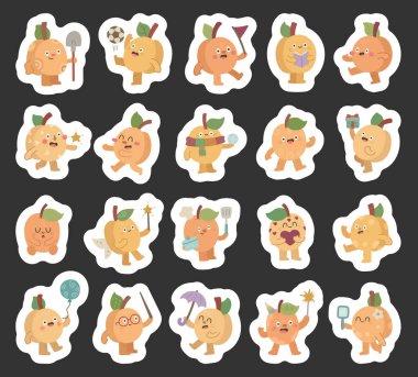 İskandinav tarzında hazırlanmış kayısı karakteri futbol topuyla oynarken, kitap okurken, hediye tutarken, balon, ayna, maytap, kalp