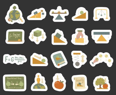 Fizik yerçekimi, bilim ve öğrenim projeleriniz için hareket, denge, çekim, enerji, hukuk, eğitim, deney, teori, bilgi ve keşifleri gösteren İskandinav tarzında ayarlanmıştır.