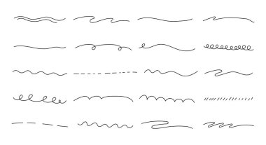 El çizilmiş kavisli çizgi çizimi için sınır çizgisi altı çizili dalga spirali altı çizili şekil süsleme unsuru tasarımı