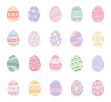 Paskalya yumurtası, İskandinav tarzında, çeşitli dekoratif süslemelerle mevsimlik el yapımı projeler için, şenlikli tatil tasarımlarınız için büyüleyici ellerle çizilmiş.