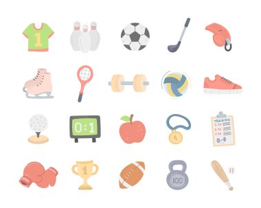 İskandinav tarzında hazırlanmış spor aletleri. Toplar, ağırlıklar, raketler, madalyalar, üniformalar. Beslenme ödülleri, skorborda ödülleri.