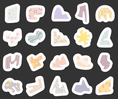 İskandinav tarzında, resim projeleri için uygun çeşitli el çizimi formları ve yaratıcı el yapımı dekoratif öğeler için el yapımı desen tasarımları olan soyut bir figür.