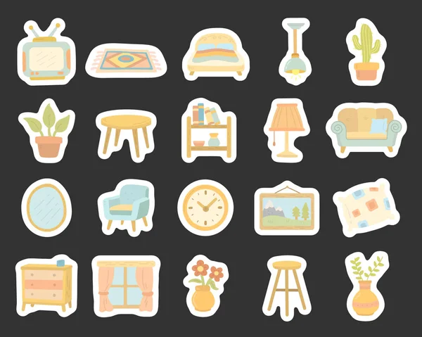 İskandinav tarzı ev eşyaları televizyon, kanepe, yatak odası, lamba, halı, bitki gibi oturma odası malzemelerini gösteriyor.