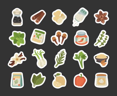 Mutfak baharatı, İskandinav tarzında hazırlandı. İçinde otlar, baharatlar soslar ve yemek pişirme projeleri için aromatik elementler var. Çizimleriniz için mükemmel.