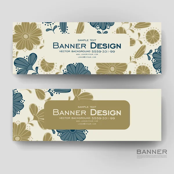Vackra banner vector mall med blommig bakgrund — Stock vektor