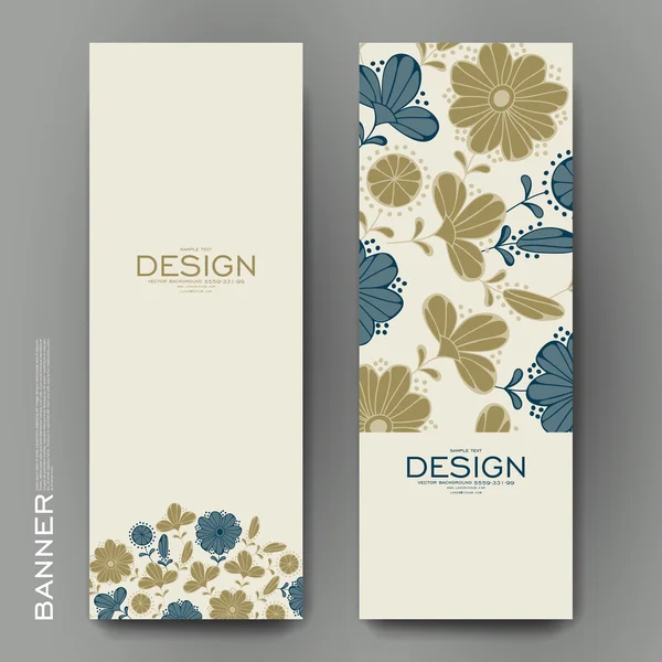 Beautiful banner vector template with floral background — Stock Vector