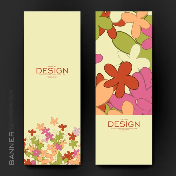 Hermosa plantilla de vector de banner con fondo abstracto floral — Vector de stock
