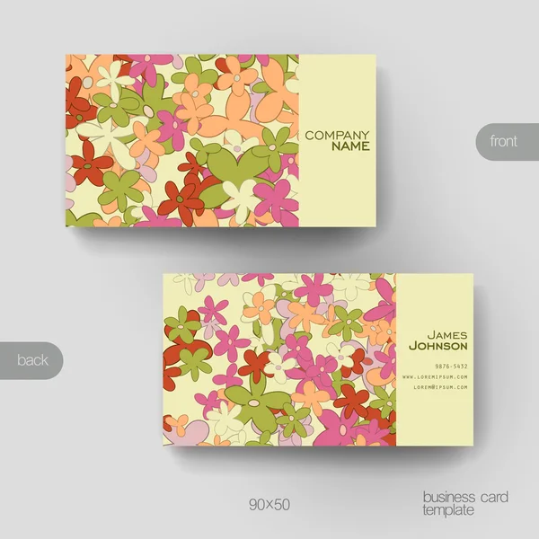 Visitenkartenvektorvorlage mit floralem abstrakten Hintergrund — Stockvektor