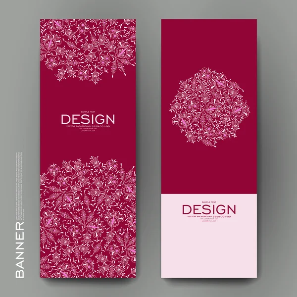 Bello banner modello vettoriale con sfondo ornamento floreale — Vettoriale Stock