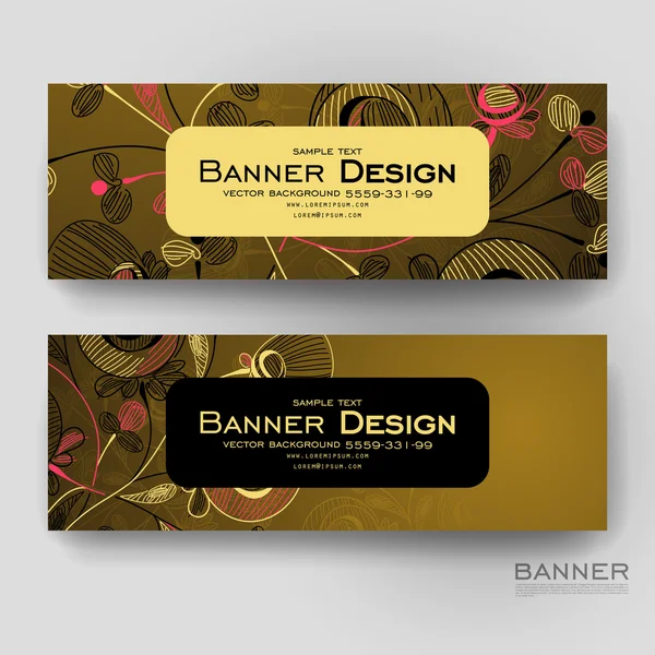 Mooie banner vector sjabloon met bloemen sieraad achtergrond — Stockvector