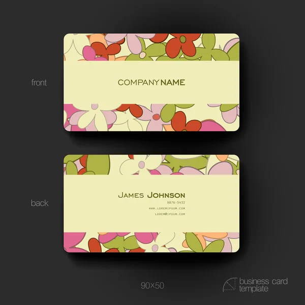 Tarjeta de visita vector plantilla con fondo abstracto floral — Vector de stock