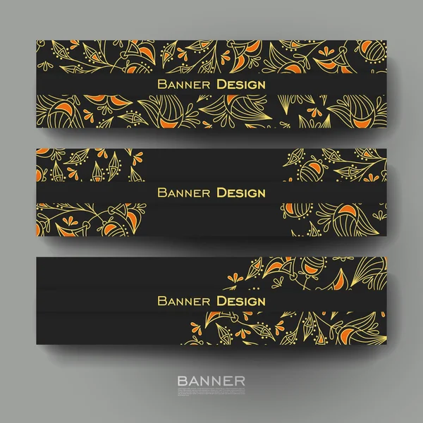 Modelo de vetor de bandeira bonita com fundo ornamento floral — Vetor de Stock