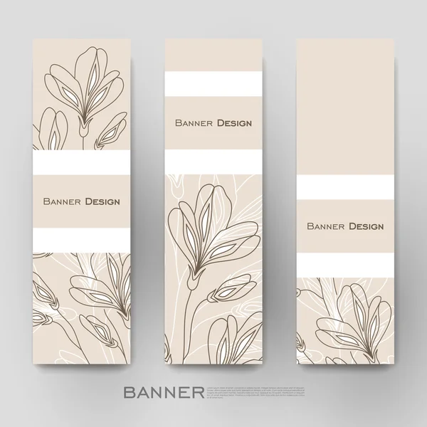 Vackra banner vector mall med blommig prydnad bakgrund — Stock vektor