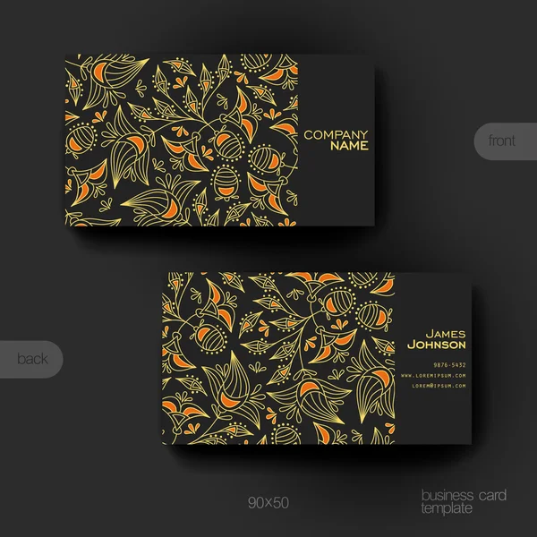 Tarjeta de visita vector plantilla con fondo de ornamento floral — Vector de stock