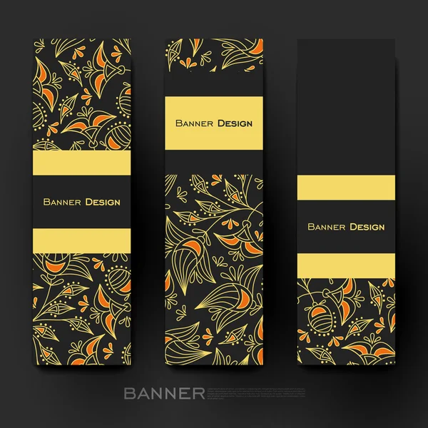 Mooie banner vector sjabloon met bloemen sieraad achtergrond — Stockvector