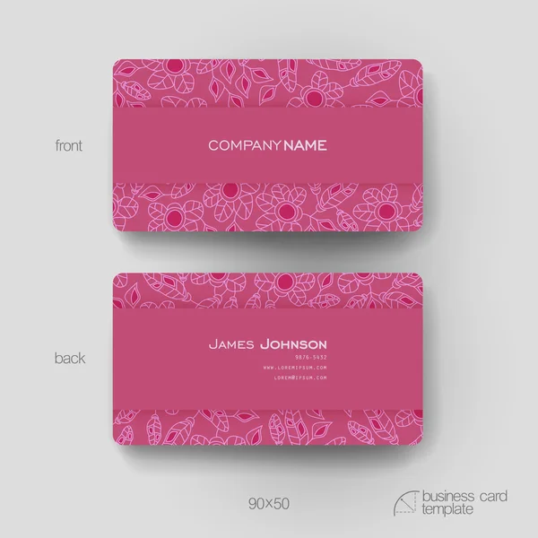 Tarjeta de visita vector plantilla con fondo abstracto floral — Vector de stock