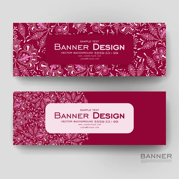 Mooie banner vector sjabloon met bloemen sieraad achtergrond — Stockvector