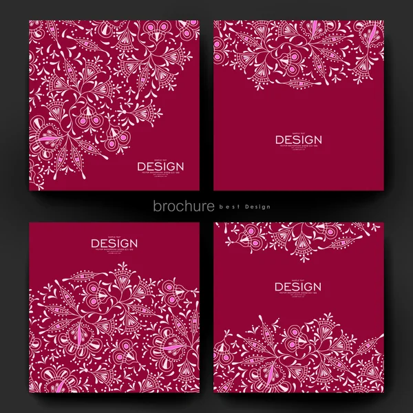 Modelo de brochura vetorial ornamento floral. Layout do folheto — Vetor de Stock