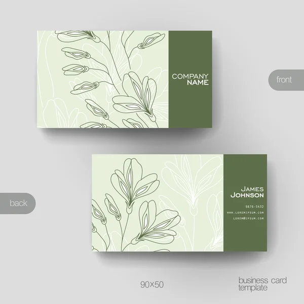 Kartvizit vektör şablon çiçek süsleme arka plan ile — Stok Vektör