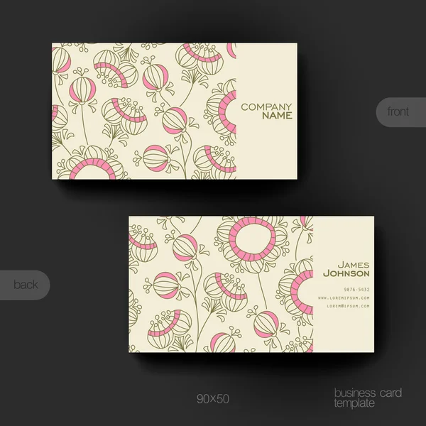 Modèle vectoriel de carte de visite avec fond abstrait floral — Image vectorielle
