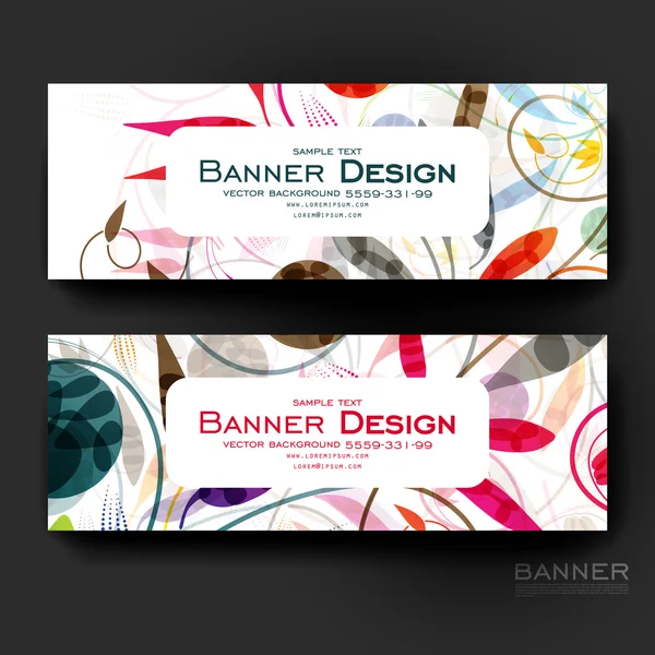 Hermosa plantilla de vector de banner con fondo de ornamento floral — Vector de stock