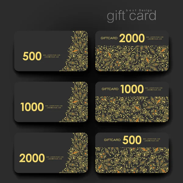 Coupon cadeau, modèle de carte de réduction avec fond d'ornement floral — Image vectorielle