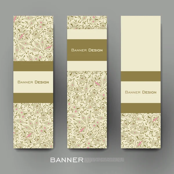Bello banner modello vettoriale con sfondo ornamento floreale — Vettoriale Stock