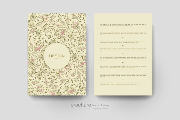 Ornamento floral vector folleto plantilla. Diseño del folleto — Archivo Imágenes Vectoriales