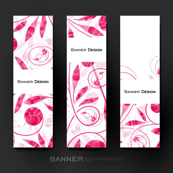 Modelo de vetor de bandeira bonita com fundo ornamento floral — Vetor de Stock