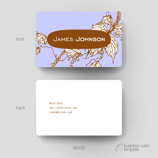 Business card vector template with grapes ornament background — Stock Vector