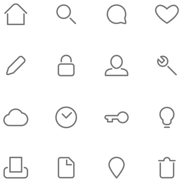 Vektor ikoner. Uppsättning av enkla tecken och knappar. — Stock vektor