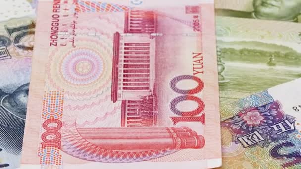 Yuan Banknoten rotierenden geschäftlichen Hintergrund — Stockvideo