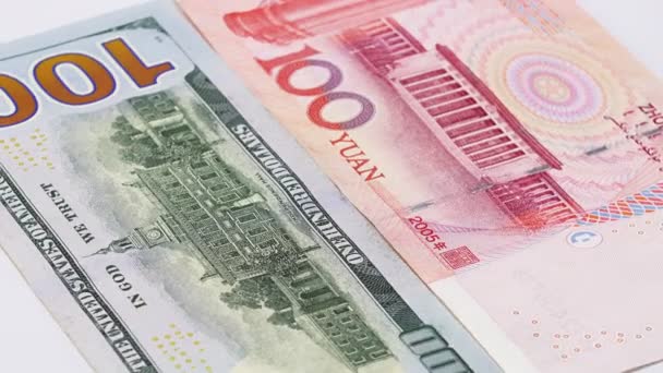Yuan vs Dollar billets de banque rotative concept business background 
