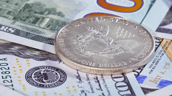 One dollar silver American eagle coin — Stock Photo, Image