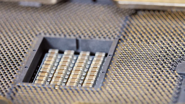 CPU socket of server mainboard, macro Stock Image