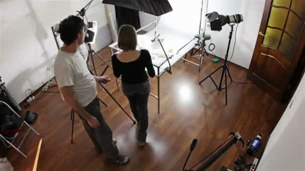 Tras bastidores de grabación de vídeo de estudio, time-lapse — Vídeo de stock