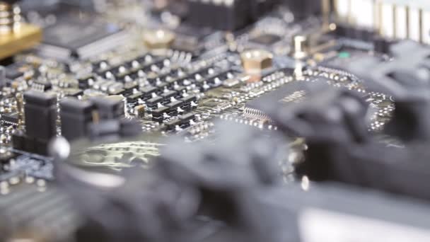 Macro view of computer circuit board — Stock Video