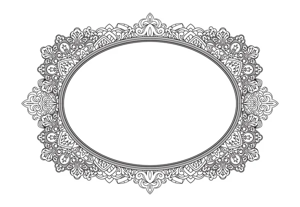 Rico decorado patrón de marco oval — Vector de stock