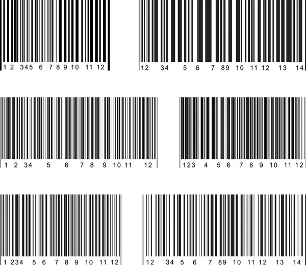 Ensemble de 6 étiquettes de code à barres — Image vectorielle