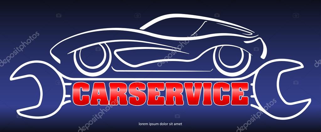 Car service - blue, red and white design with CARSERVICE