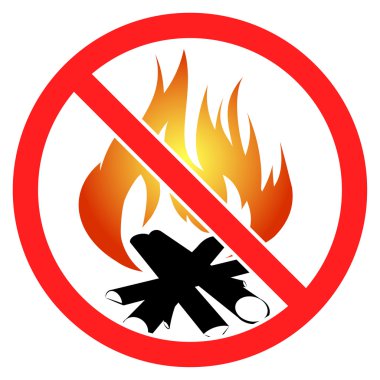 Prohibition sign with fire clipart