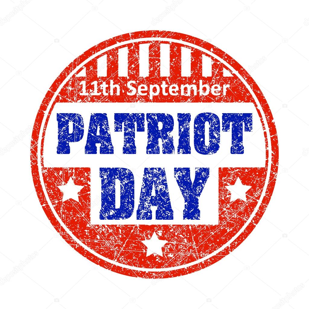 11th September Patriot day colorful grunge style rubber stamp emblem, illustration