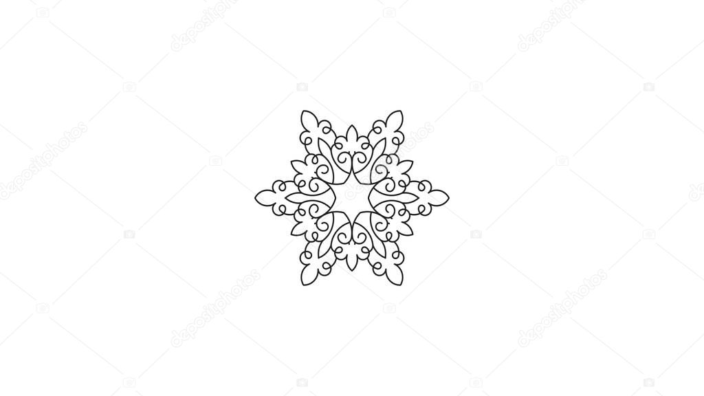 Drawing lines of decorative flower, growing of mandala, wedding symbol, abstract floral pattern, Indian ornament 