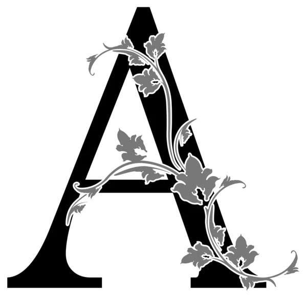 Scrisoare florală A — Vector de stoc